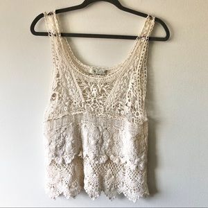 Love Culture Boho Cream Crochet Top Small/Medium